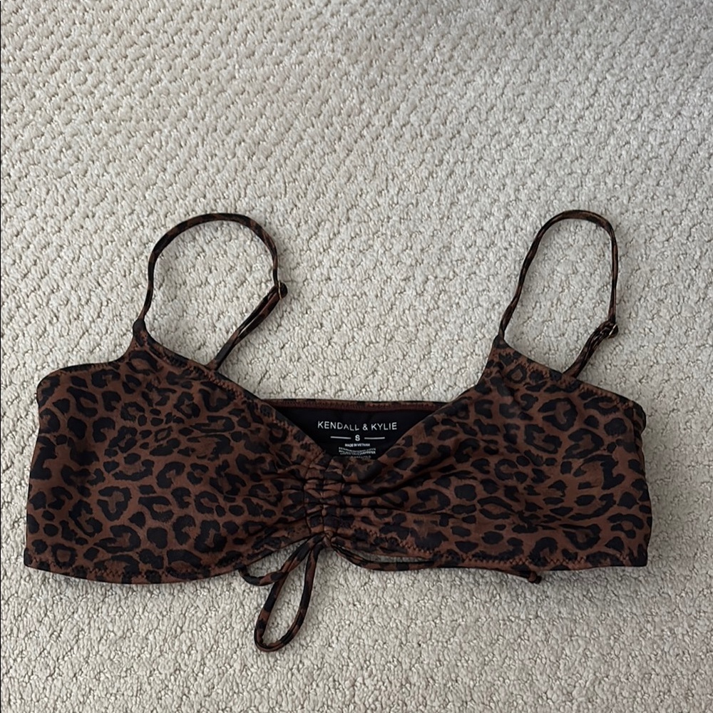 Kendall & Kylie Brown Leopard Print Bikini Top